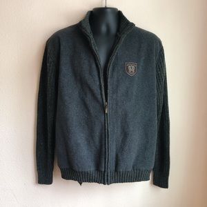 Eland Fleece and Sweater Contrast Zip Up Jacket